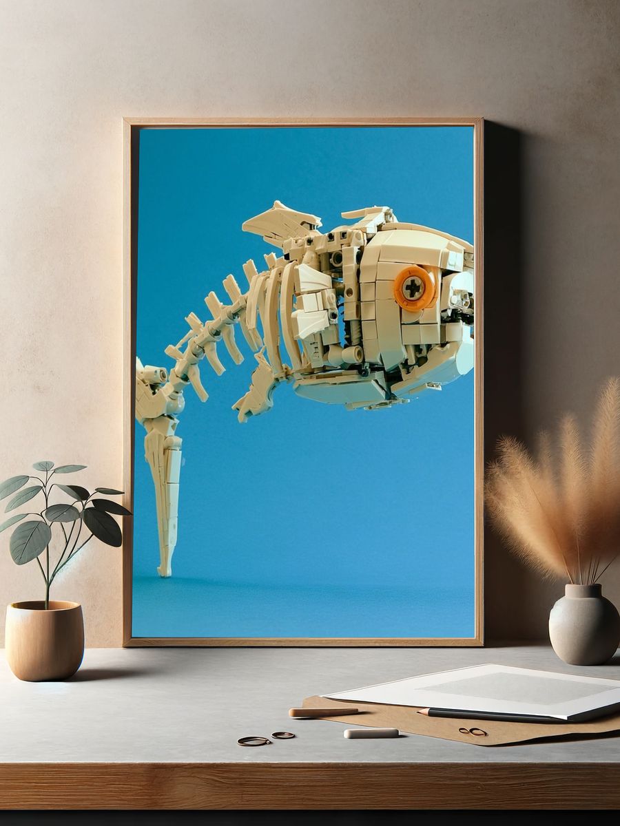 LEGO Fish Skeleton Illustration Print. — room view 2