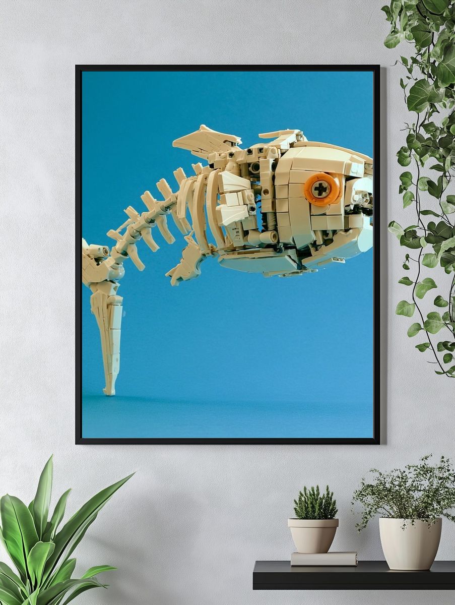 LEGO Fish Skeleton Illustration Print. — room view 4