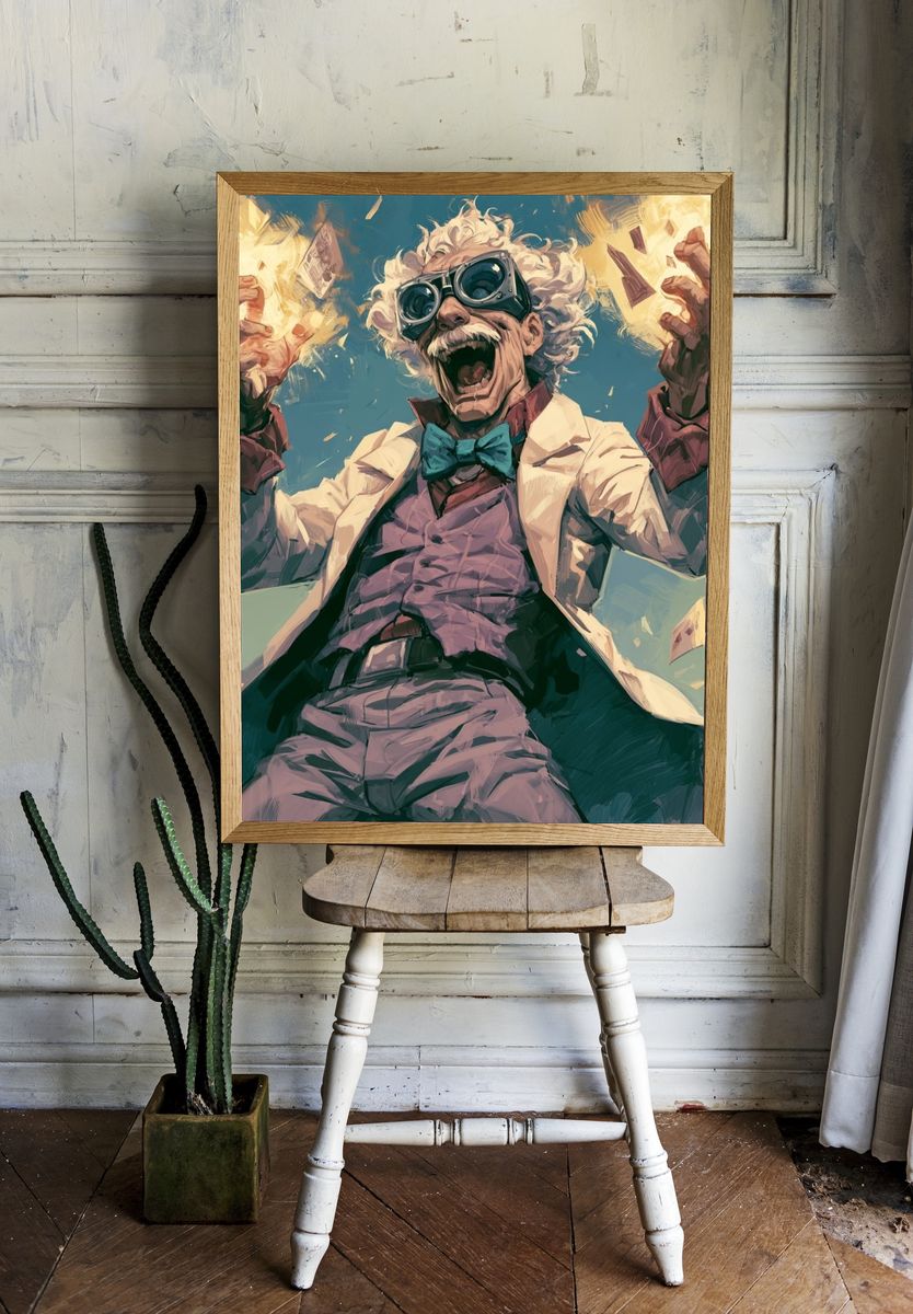 Mad Scientist Digital Art Poster. room preview