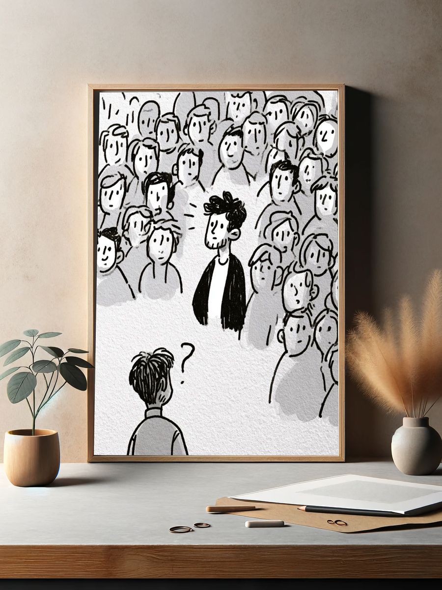 Crowd of Faces Illustration Poster. — room view 2