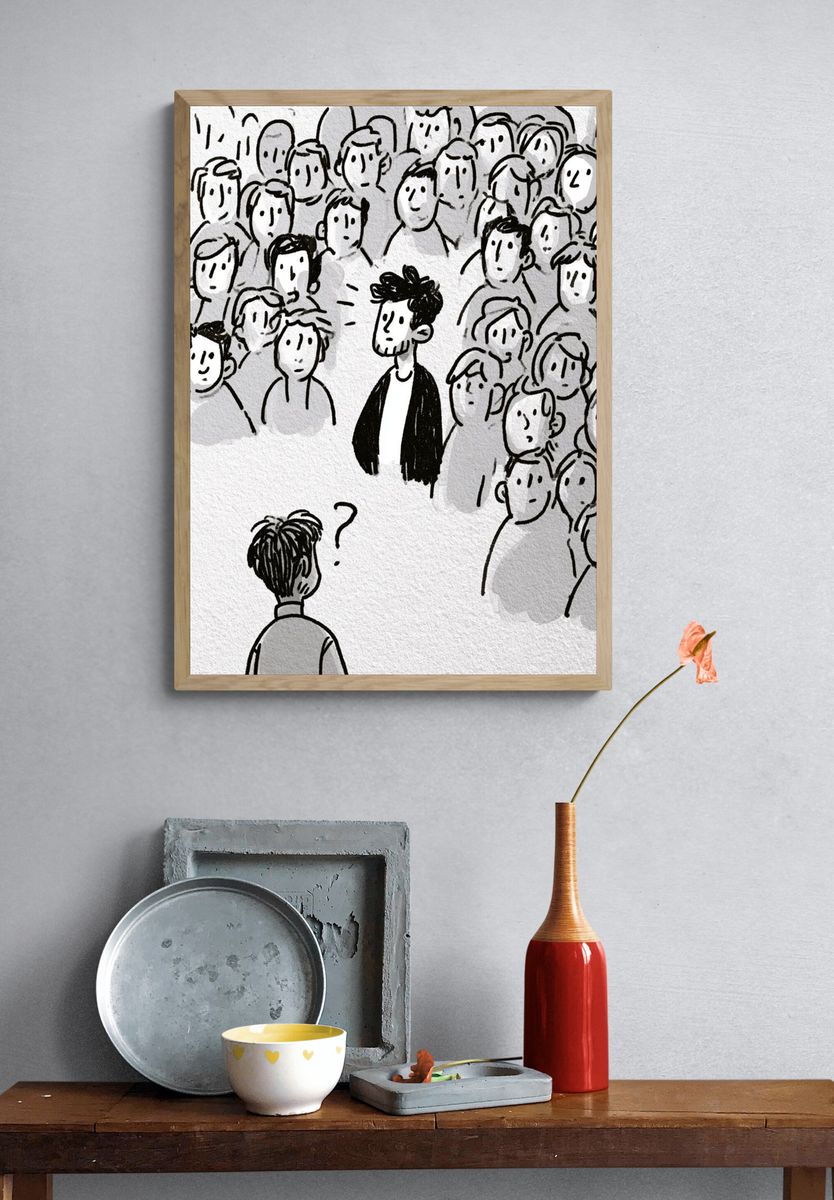 Crowd of Faces Illustration Poster. — room view 3