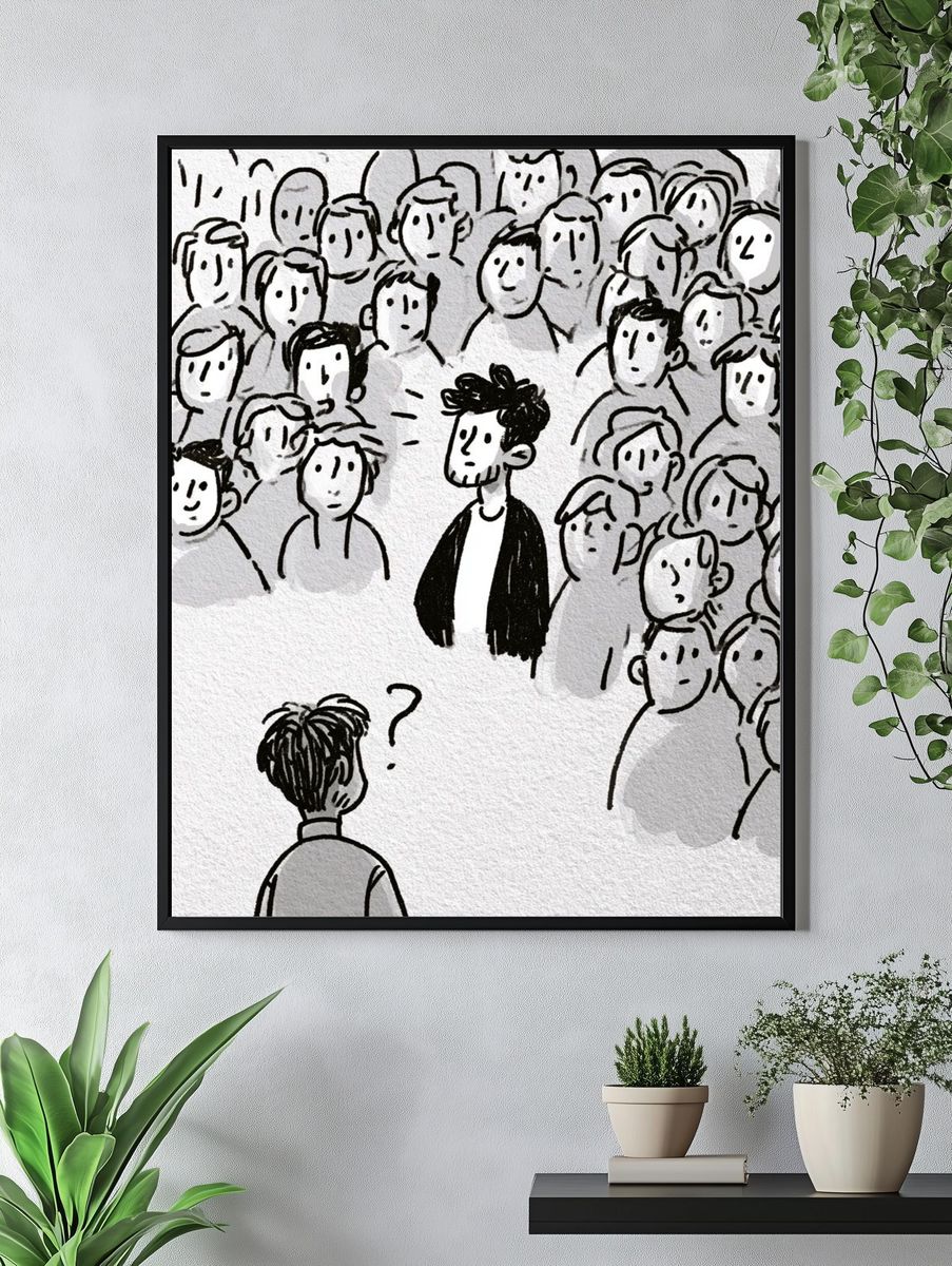 Crowd of Faces Illustration Poster. — room view 4