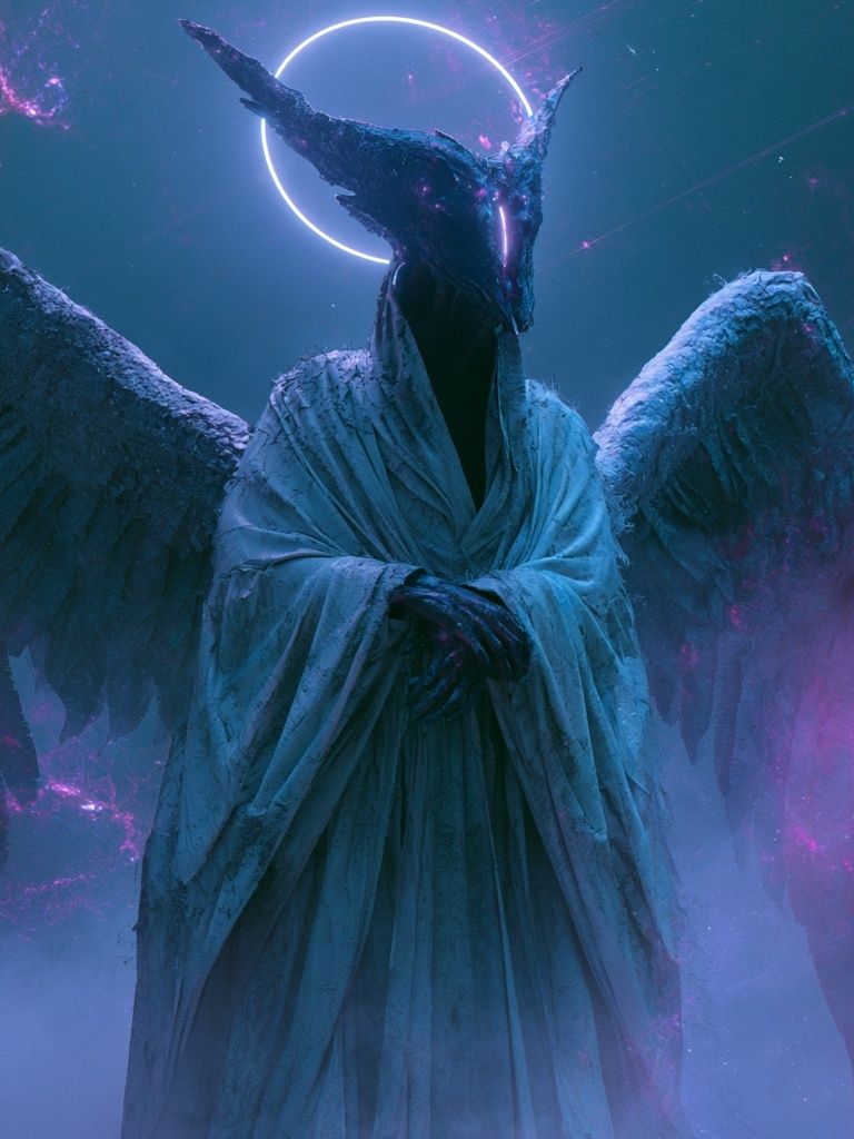 Celestial Winged Figure Fantasy Print. poster — illustration art
