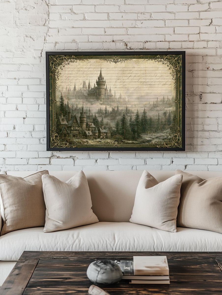 Enchanted Castle Forest Print. — room view 1