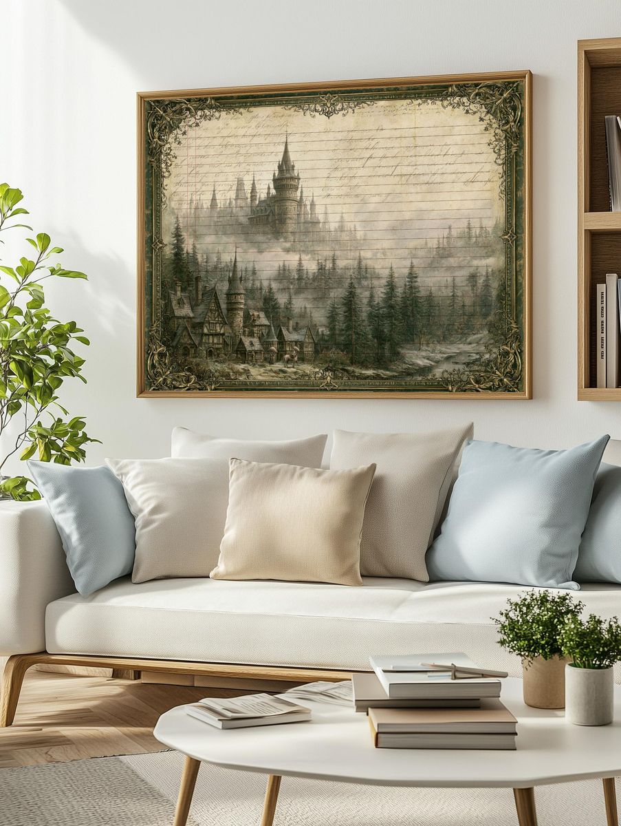 Enchanted Castle Forest Print. — room view 2