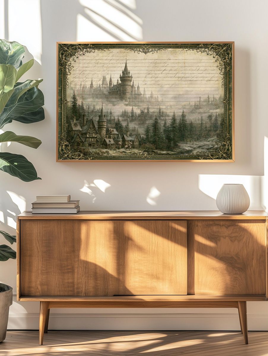 Enchanted Castle Forest Print. — room view 3