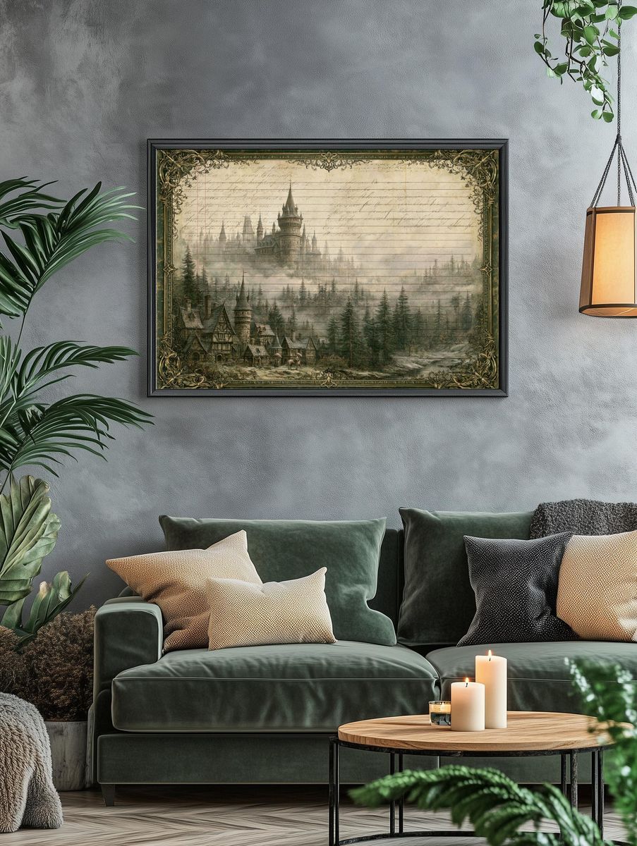 Enchanted Castle Forest Print. — room view 4