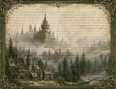 Enchanted Castle Forest Print. poster