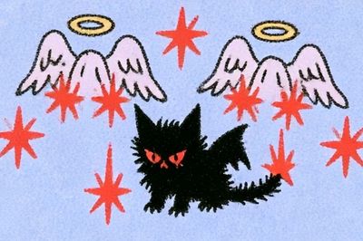 Winged Cat Surreal Illustration Poster.