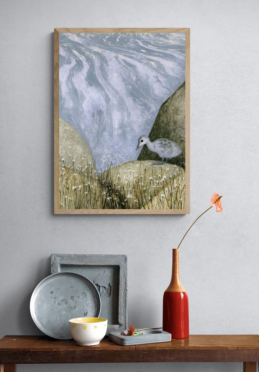 Seaside Chick Illustration Print. — room view 3