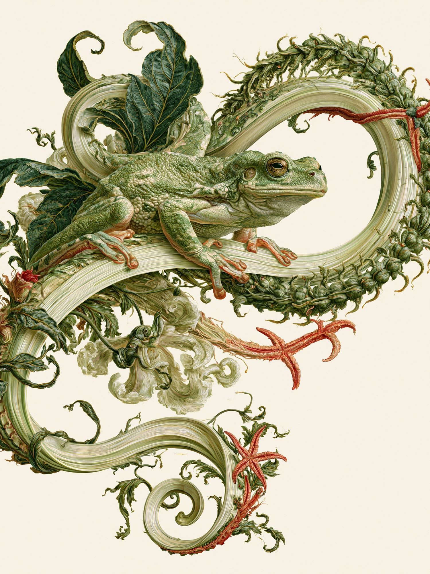 Botanical Frog Illustration Poster. poster — illustration art