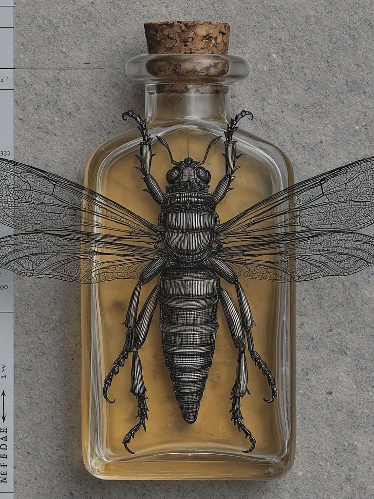 Entomology Bottle Illustration Poster. poster — illustration art