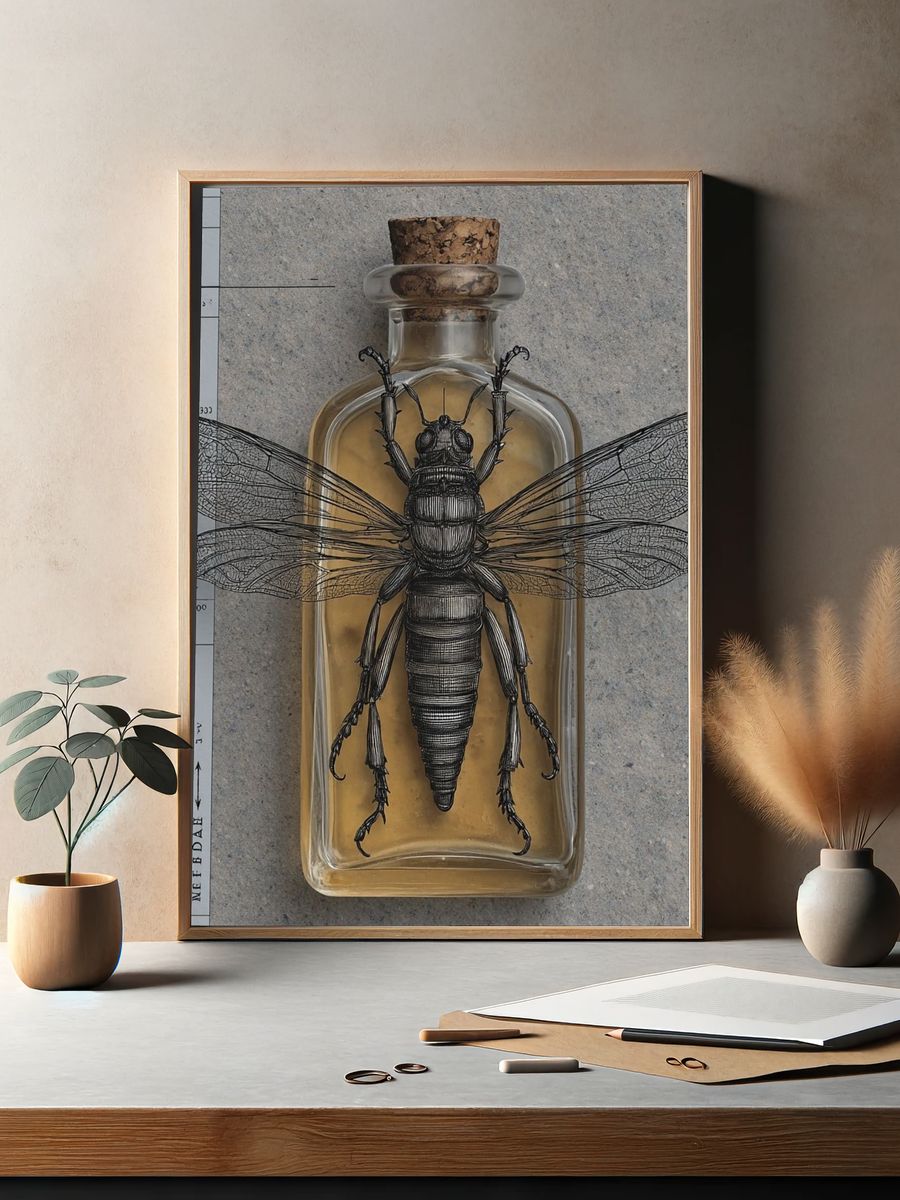 Entomology Bottle Illustration Poster. — room view 2