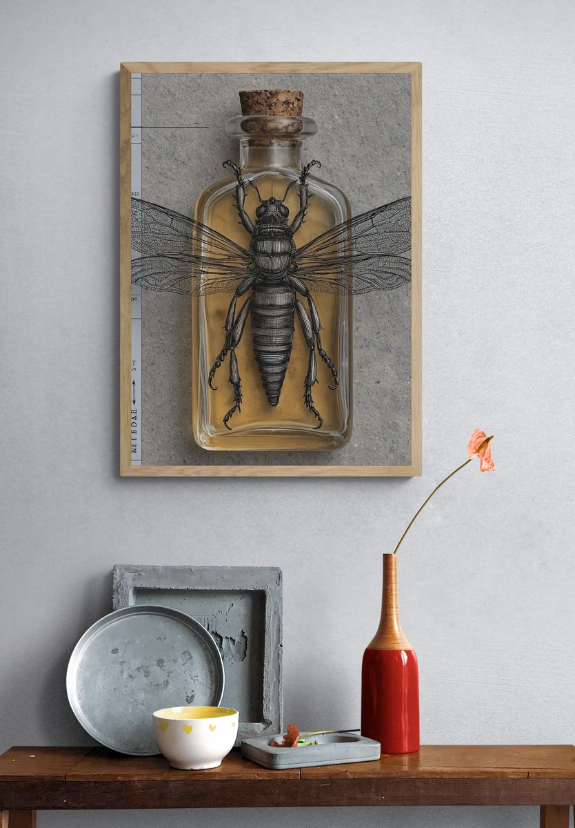 Entomology Bottle Illustration Poster. — room view 3