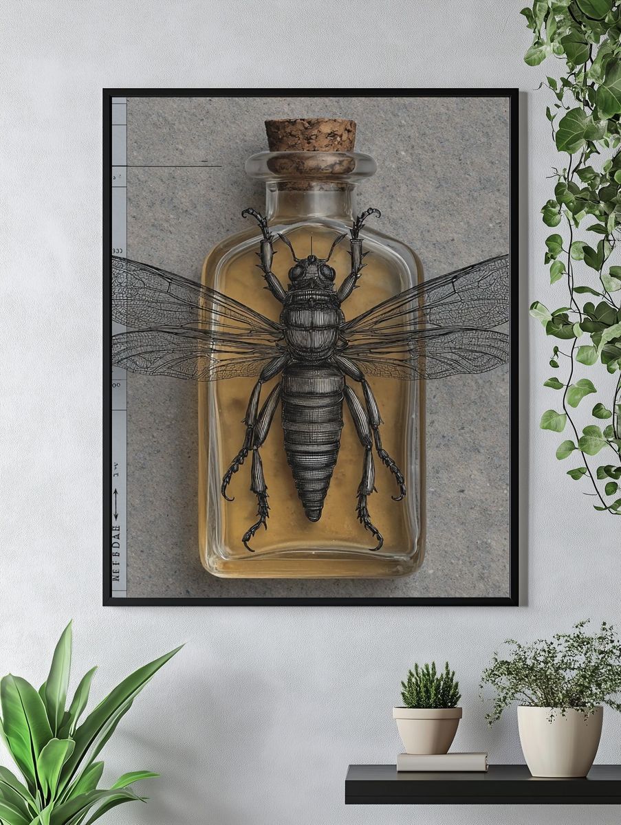 Entomology Bottle Illustration Poster. — room view 4