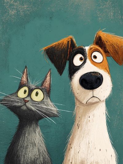 Cat and Dog Illustration Poster. poster