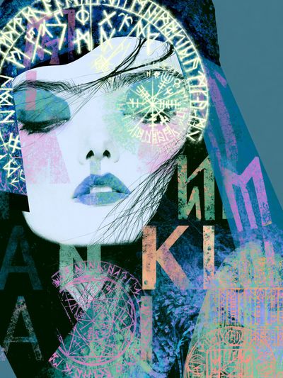 Mystic Face Collage Illustration Poster. poster print