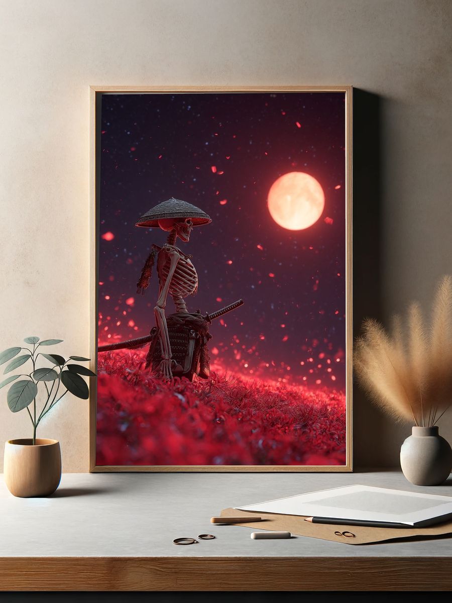 Samurai Skeleton Moonlight Print. — room view 2