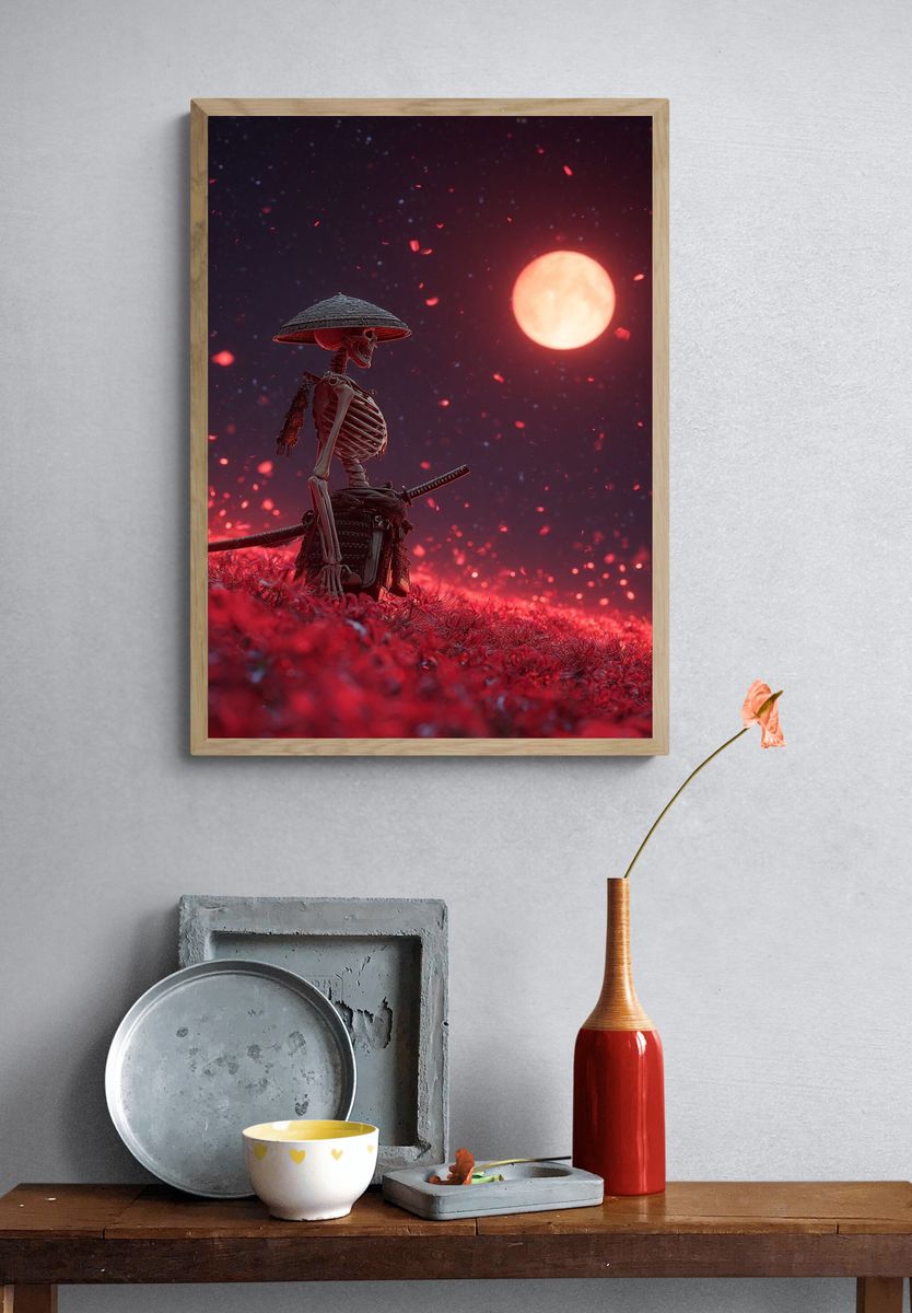 Samurai Skeleton Moonlight Print. — room view 3