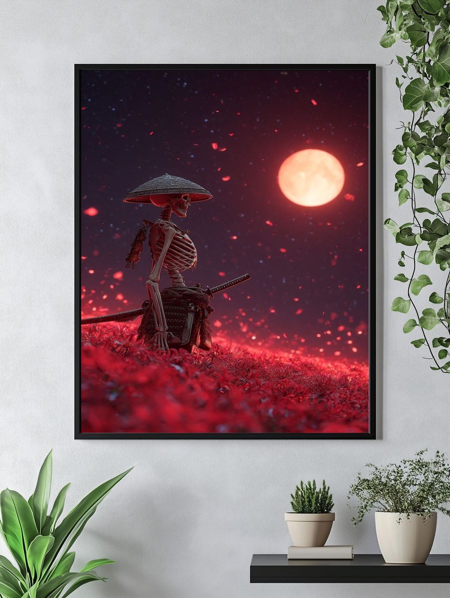 Samurai Skeleton Moonlight Print. — room view 4