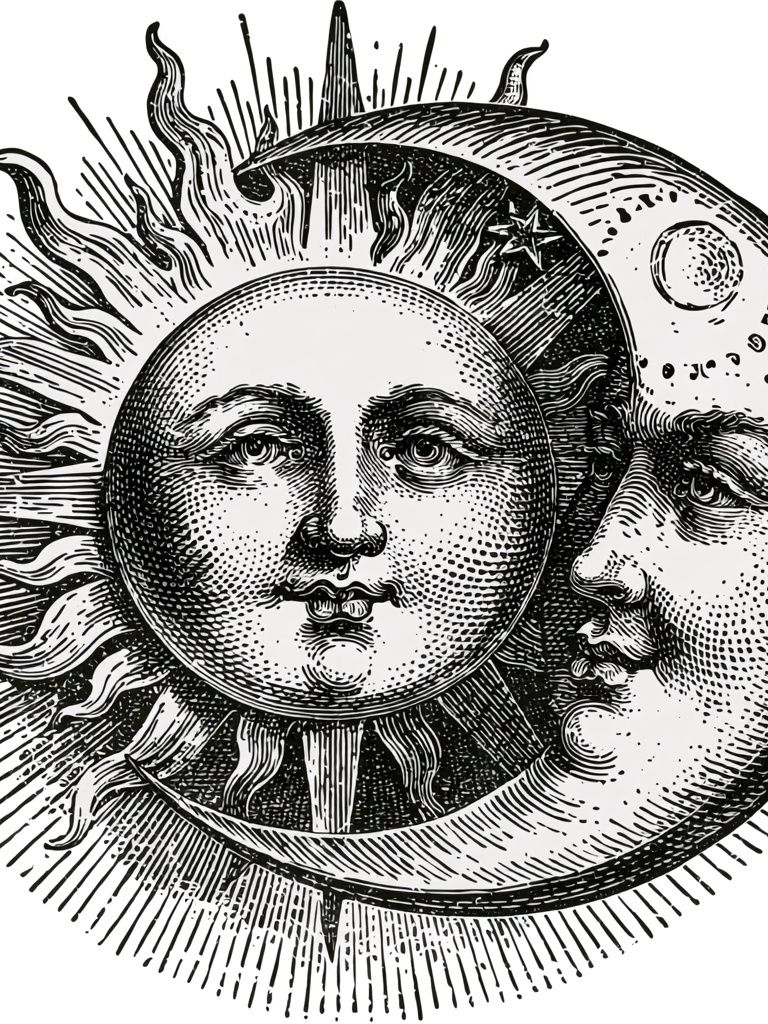Sun and Moon Celestial Illustration Poster. poster — illustration art