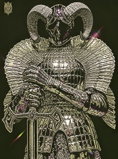 Armored Ram Warrior Illustration Poster. poster