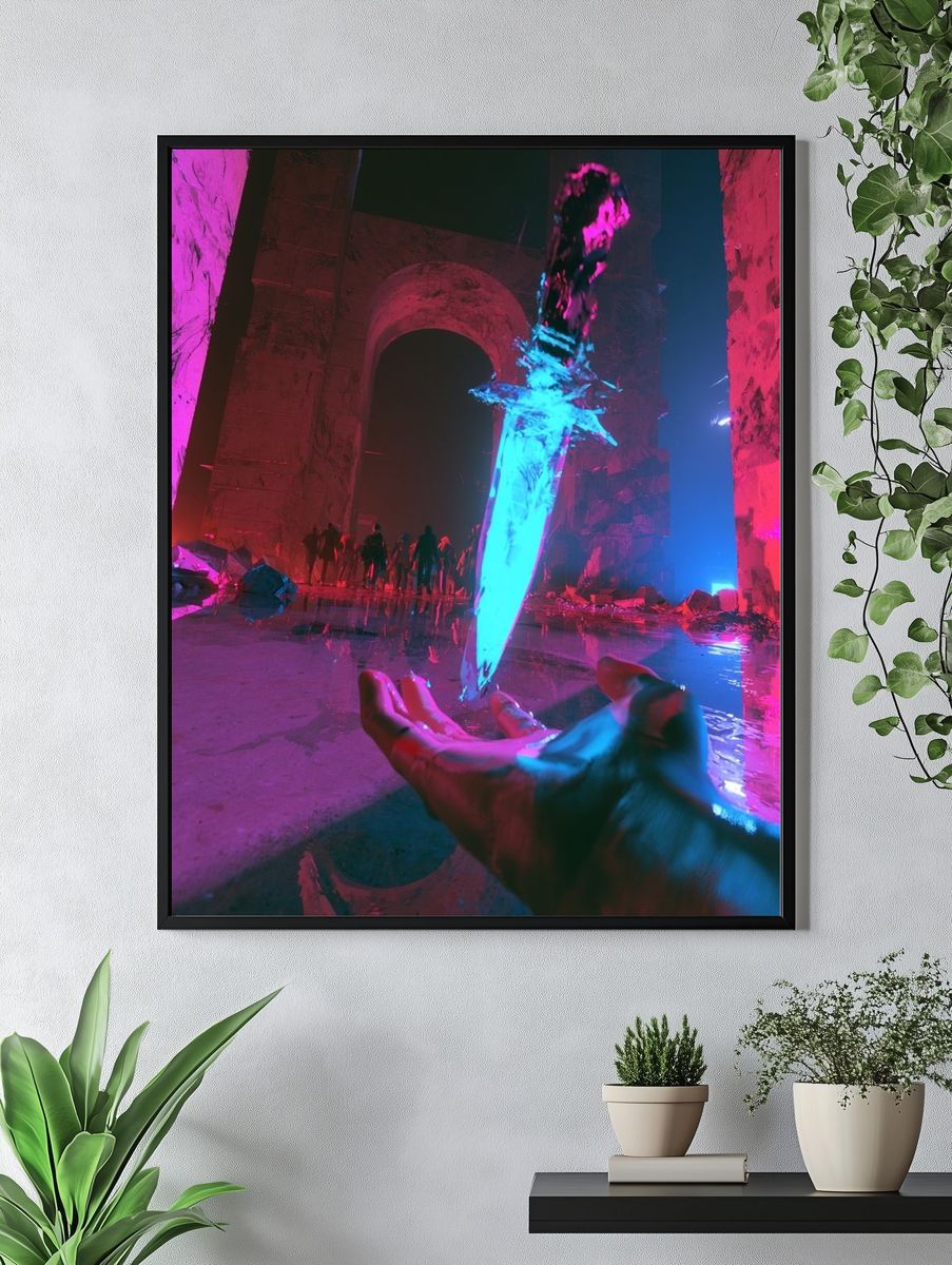 Neon Sword Portal Illustration Print. — room view 4