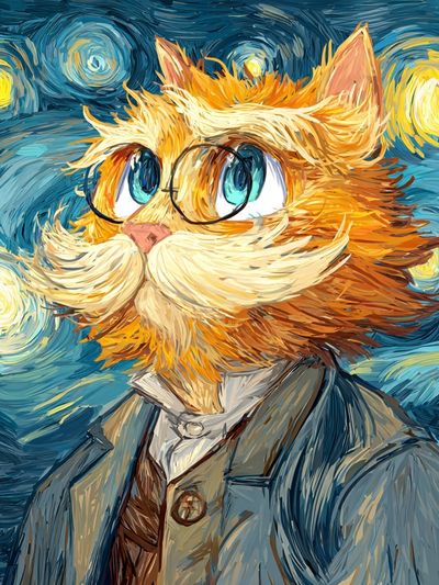 Starry Cat Portrait Poster. poster print
