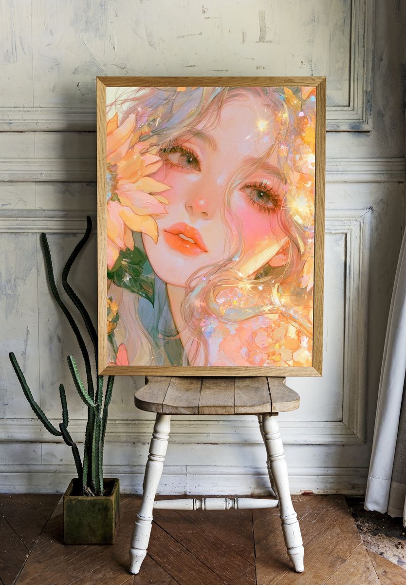 Floral Dream Portrait Print. room preview