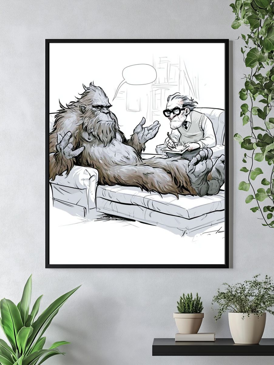 Bigfoot Therapy Session Illustration Poster. — room view 4