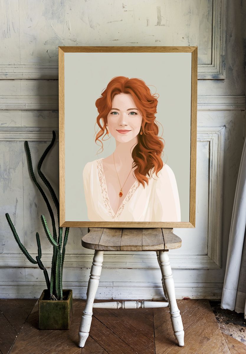 Red-Haired Portrait Illustration Poster. room preview