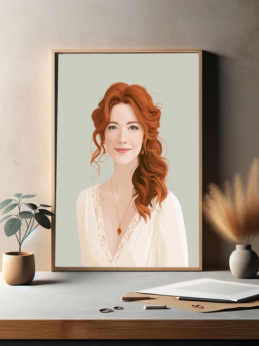 Red-Haired Portrait Illustration Poster. — room view 2