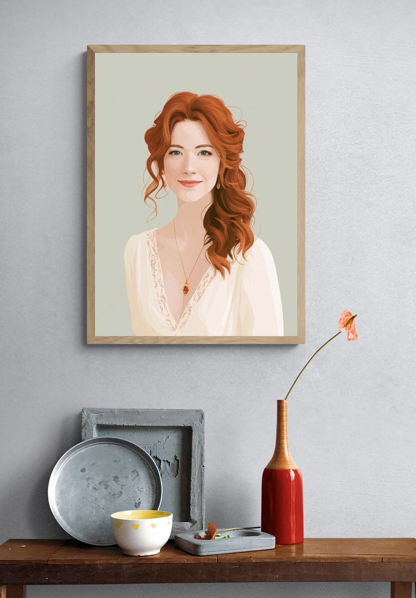 Red-Haired Portrait Illustration Poster. — room view 3