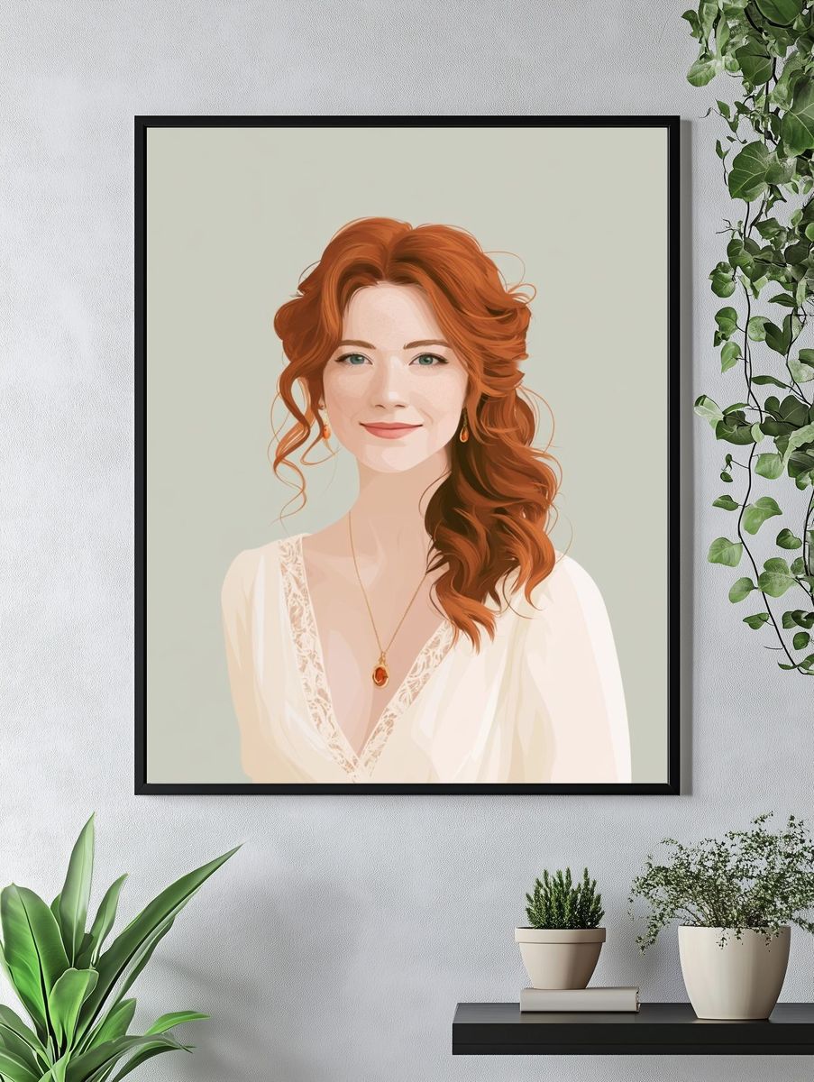 Red-Haired Portrait Illustration Poster. — room view 4