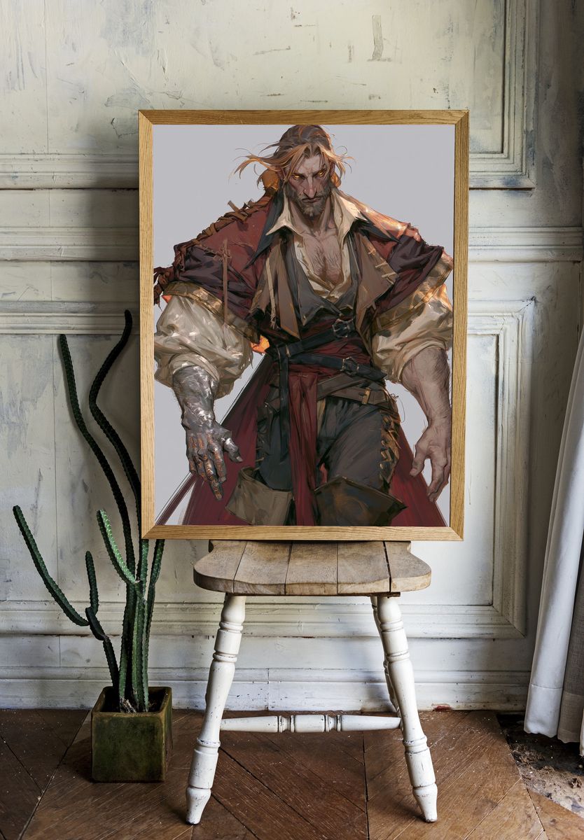 Fantasy Pirate Portrait Print. room preview
