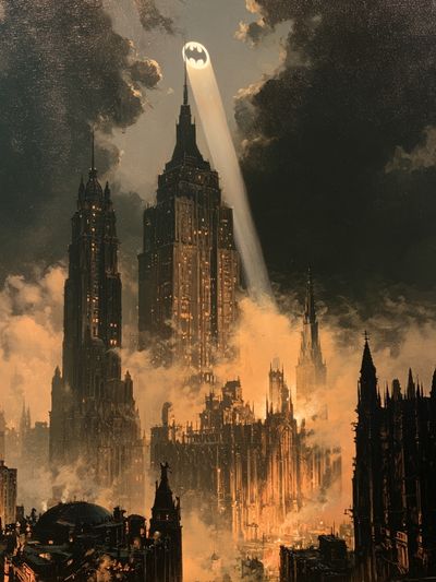 Gotham Skyline Bat-Signal Print.