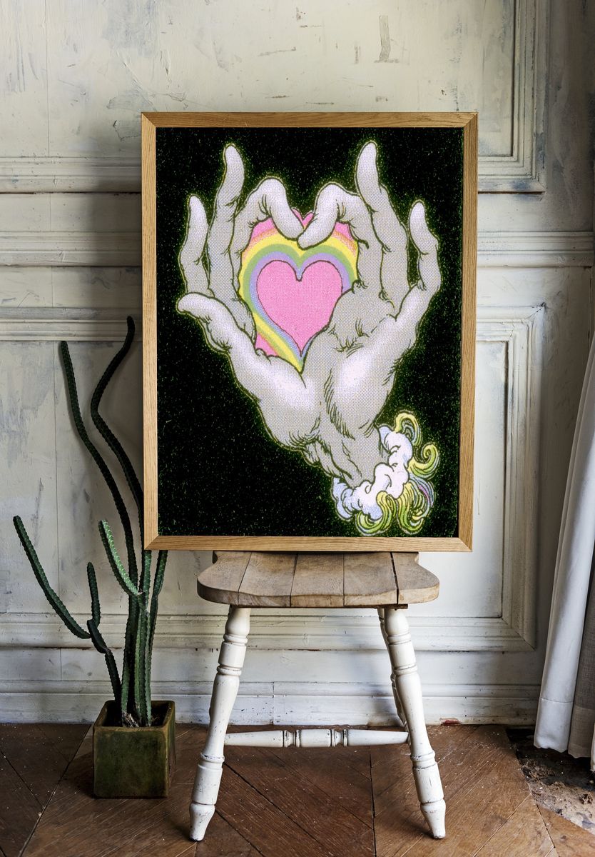 Hands Holding Heart Illustration Poster. room preview