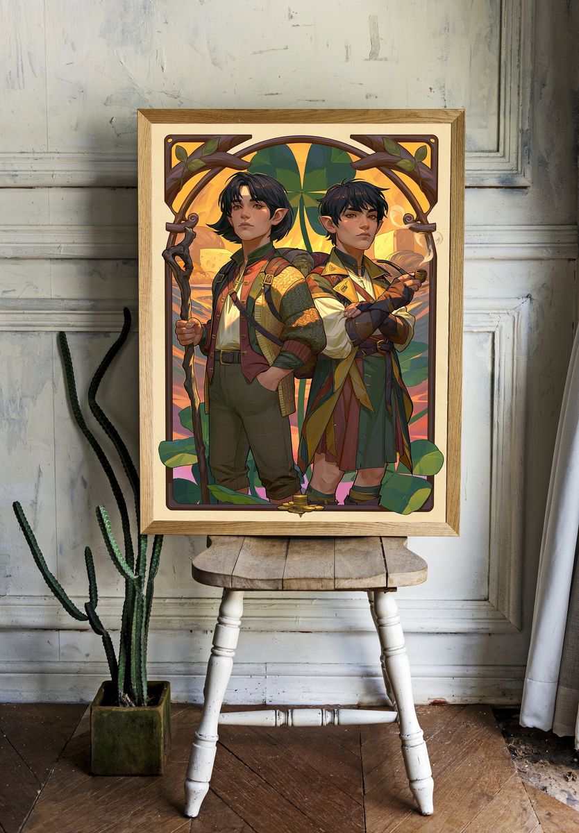 Fantasy Elf Duo Illustration Poster. — room view 1