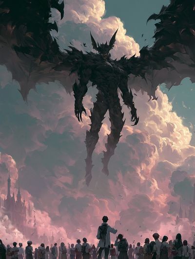 Dark Fantasy Sky Giant Poster. poster