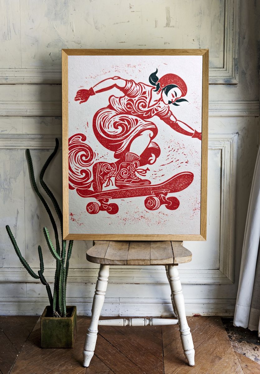 Skateboarder Graphic Poster. — room view 1