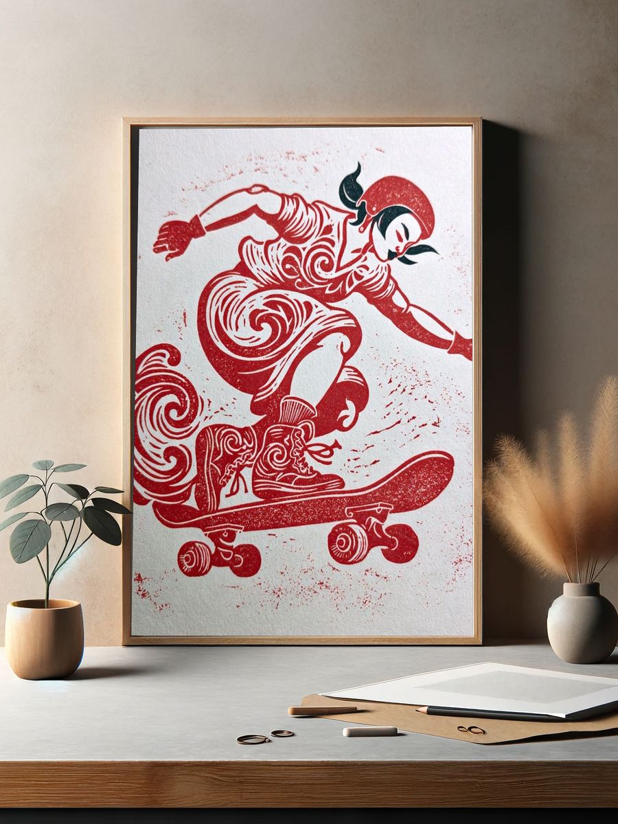 Skateboarder Graphic Poster. — room view 2