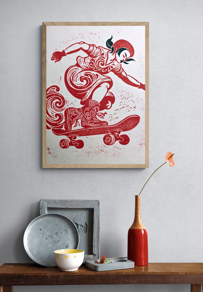Skateboarder Graphic Poster. — room view 3