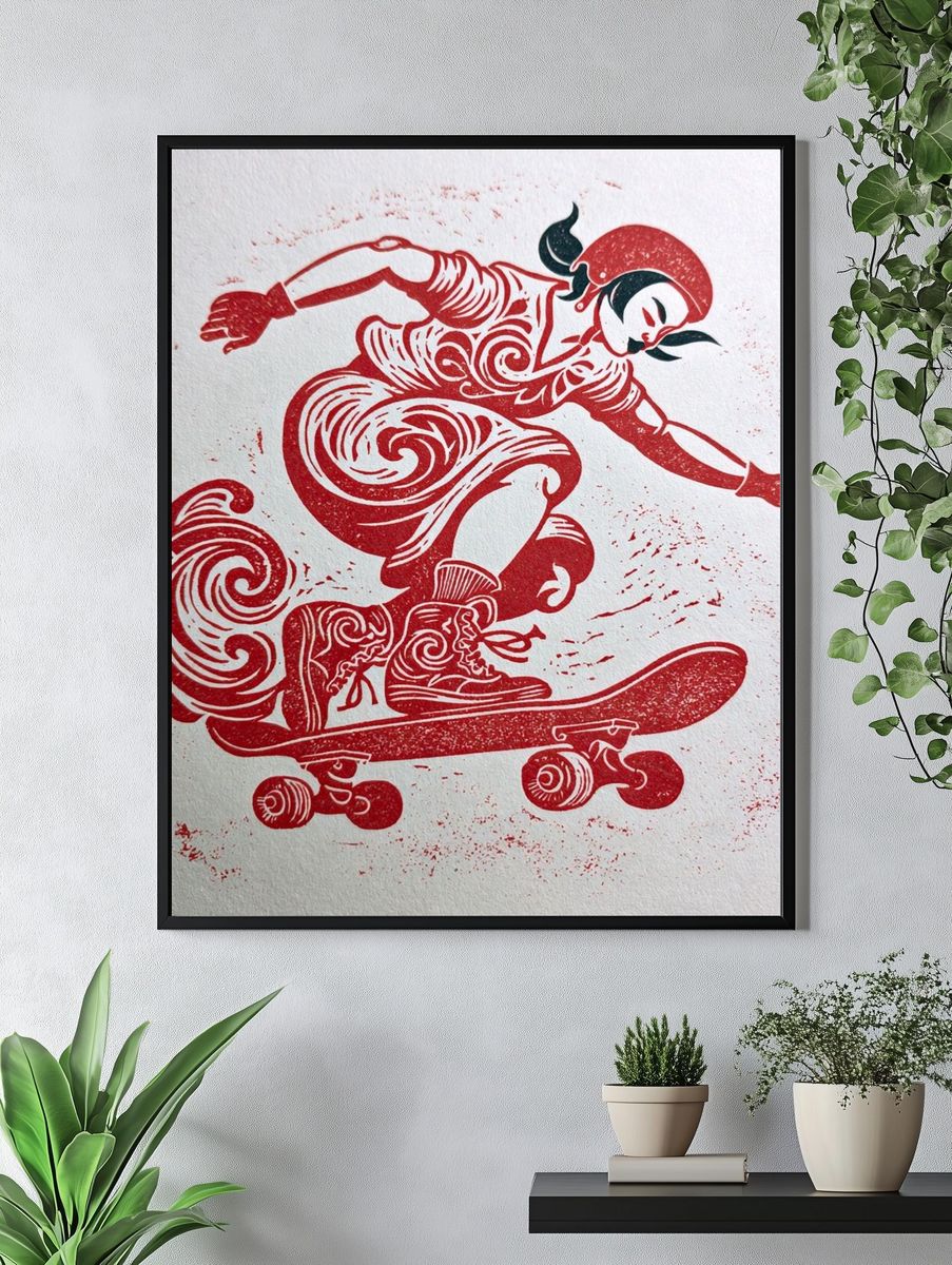 Skateboarder Graphic Poster. — room view 4