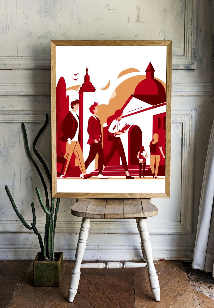 City Walk Illustration Poster. room preview