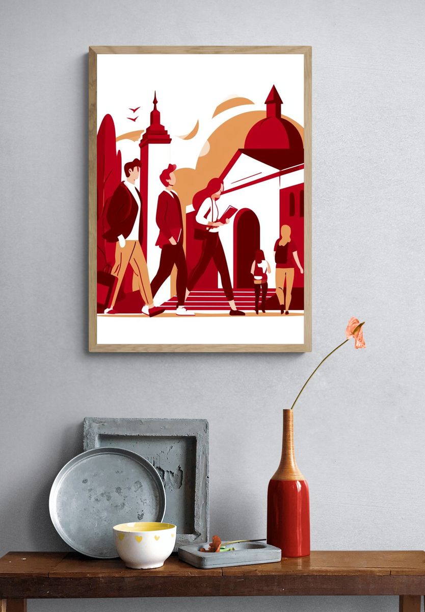 City Walk Illustration Poster. — room view 3
