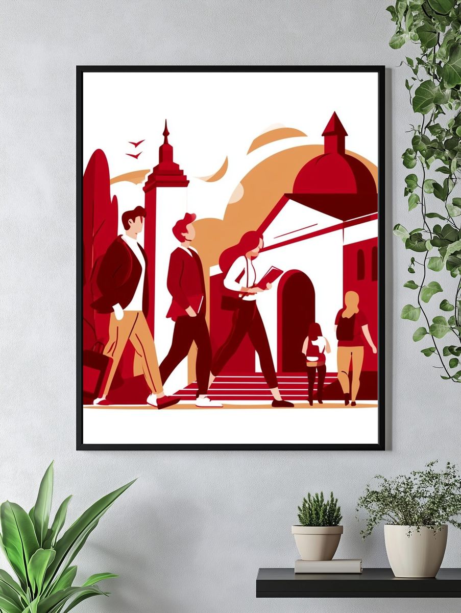 City Walk Illustration Poster. — room view 4