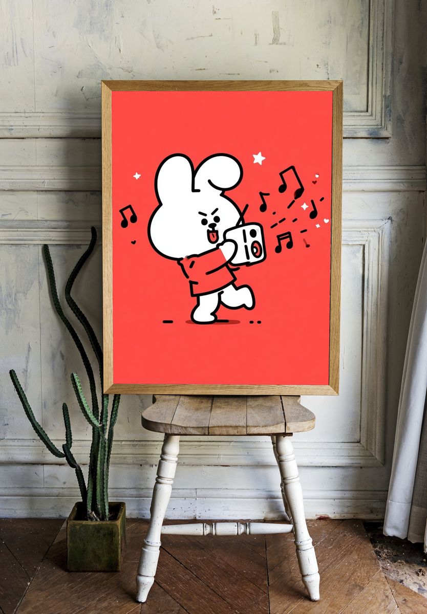 Music Bunny Cartoon Print. — room view 1