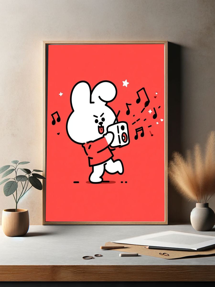 Music Bunny Cartoon Print. — room view 2
