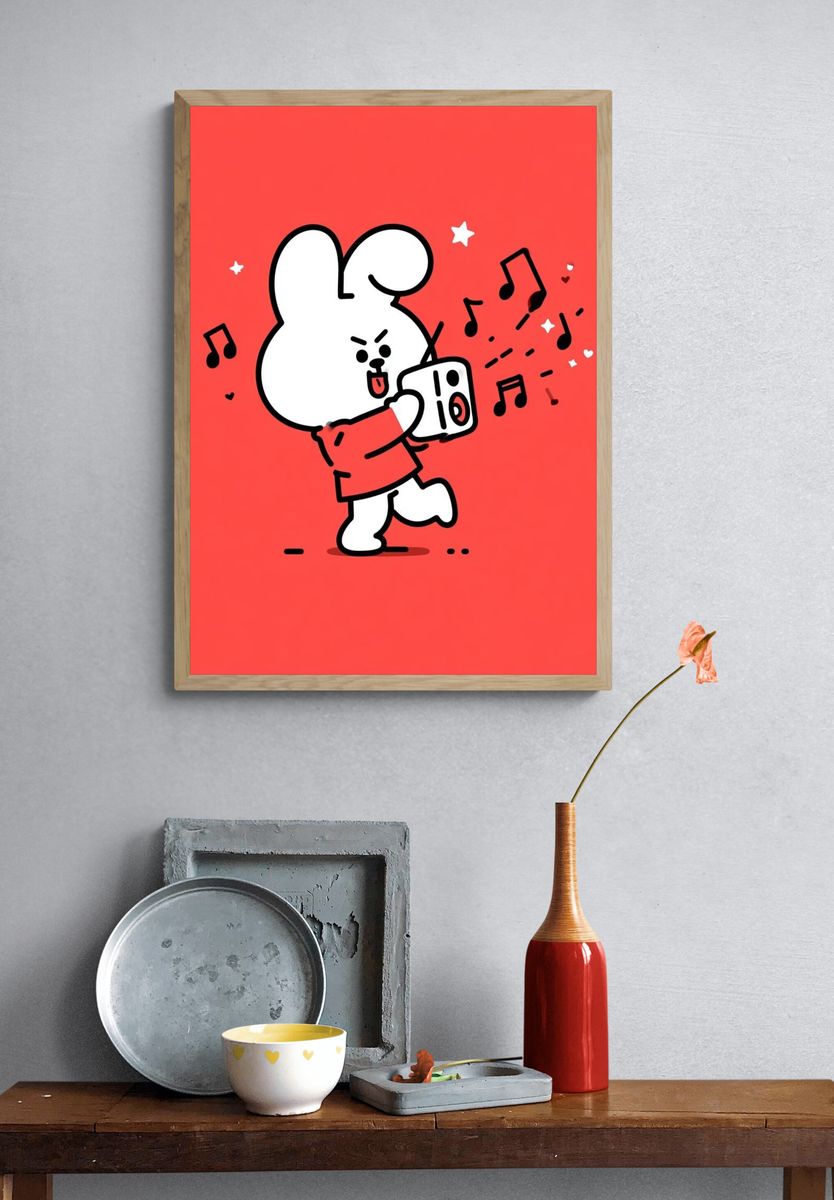Music Bunny Cartoon Print. — room view 3