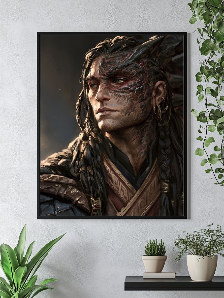 Fantasy Warrior Portrait Print. — room view 4
